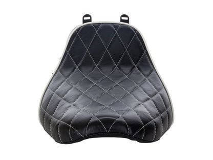 Bare Bones Solo Seat with White Diamond Stitch & Piping. Fits Softail Deluxe 2018-2020 & Heritage Classic 2018up