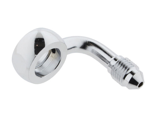 Chrome True 12mm ID, 90 Degree Banjo - Male #3 End.