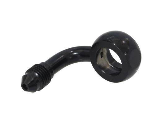 Black True 12mm ID, 90 Degree Banjo - Male #3 End.
