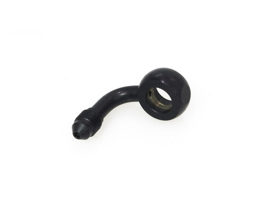 Black 7/16in. ID, 90 Degree Banjo - Male #3 End.