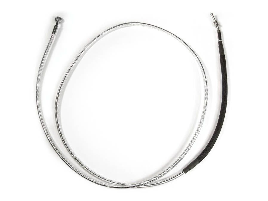 70in. Hydraulic Clutch Line with 10mm x 180 Degree Banjo - Sterling Chromite. Fits Touring & Softail 2017up Models with the Original H-D Hydraulic Clutch.