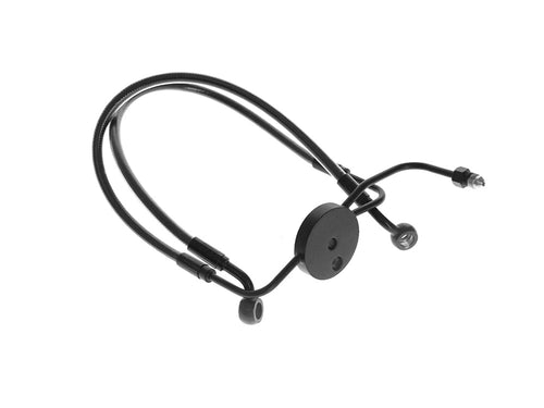Lower Front Brake Line with T-Piece - Black Pearl. Fits Sportster 2004-2013 with Dual Front Calipers