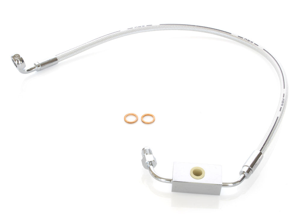 Stock Length Lower Front Brake Line - Sterling Chromite. Fits Dyna 2012-2017