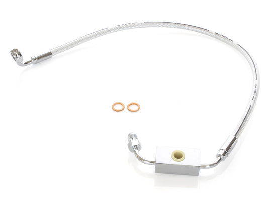 Stock Length Lower Front Brake Line - Sterling Chromite. Fits Dyna 2012-2017