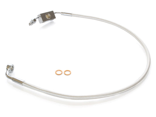 +4in. Over Length Lower Front Brake Line - Sterling Chromite. Fits Dyna 2012-2017