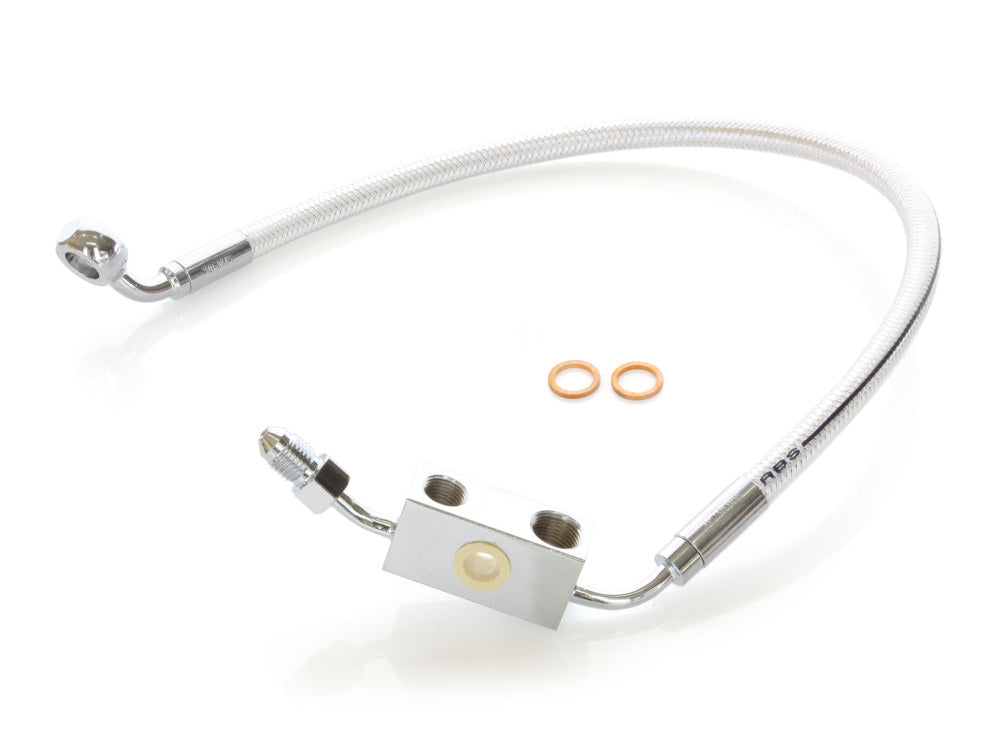 Stock Length Lower Front Brake Line - Sterling Chromite. Fits Sportster 2014-2021