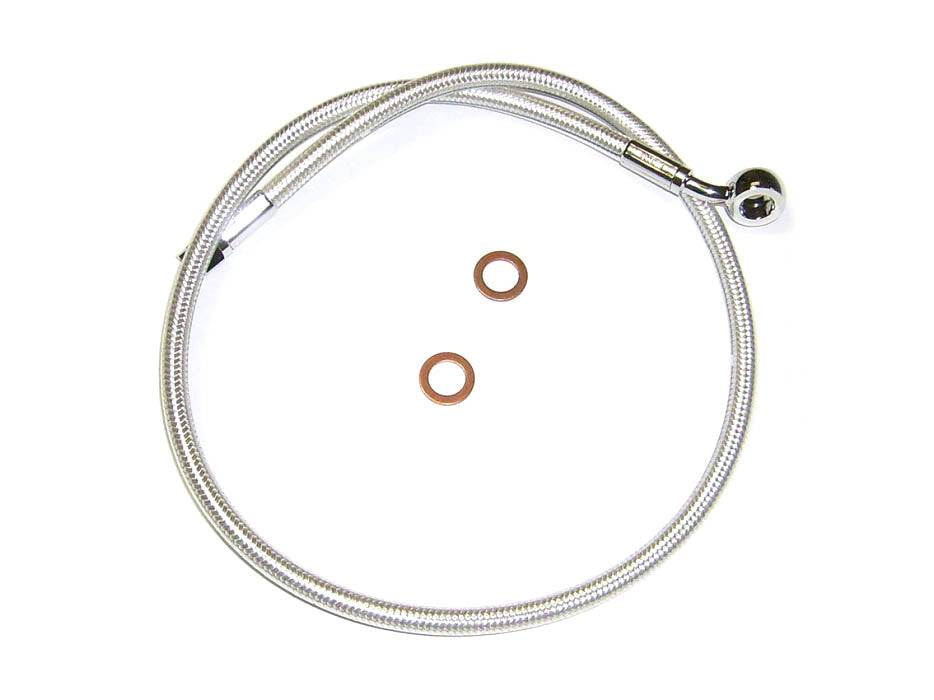 26in. Upper Front Brake Line with 10mm x 180 Degree Banjo - Sterling Chromite.