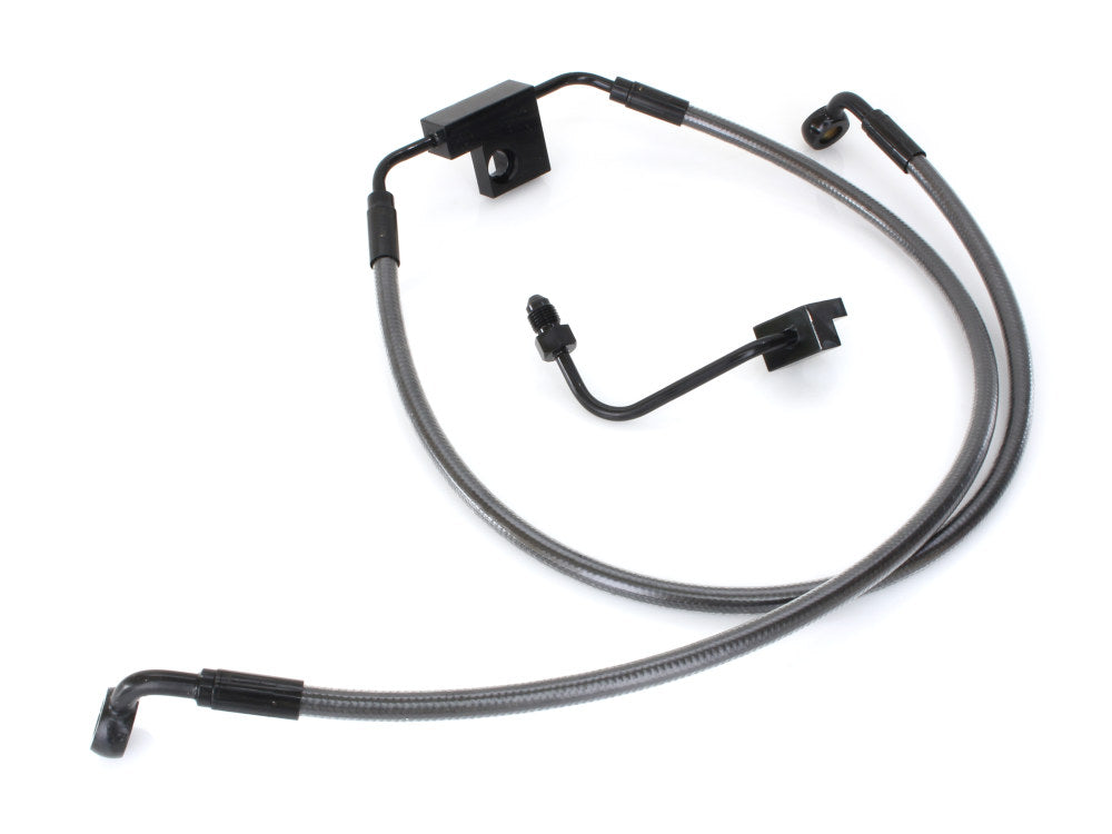 +2in. Over Length Lower Front Brake Line - Black Pearl. Fits Dyna Fat Bob 2012-2017 & Dyna Low Rider 2014-2017