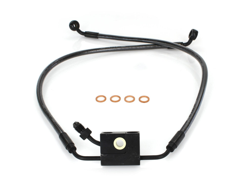 Stock Length Lower Brake Line - Black Pearl. Fits Fat Bob 2018-2024, Low Rider 'S' 2020up, FXDRS 2019-2020 & XL1200CX 2016-2021