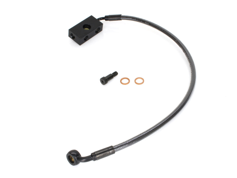 Stock Length Lower Front Brake Line - Black Pearl. Fits Softail 2018up
