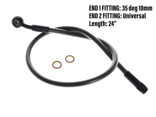 24in. Upper Front Brake Line with 10mm x 35 Degree Banjo - Black Pearl.