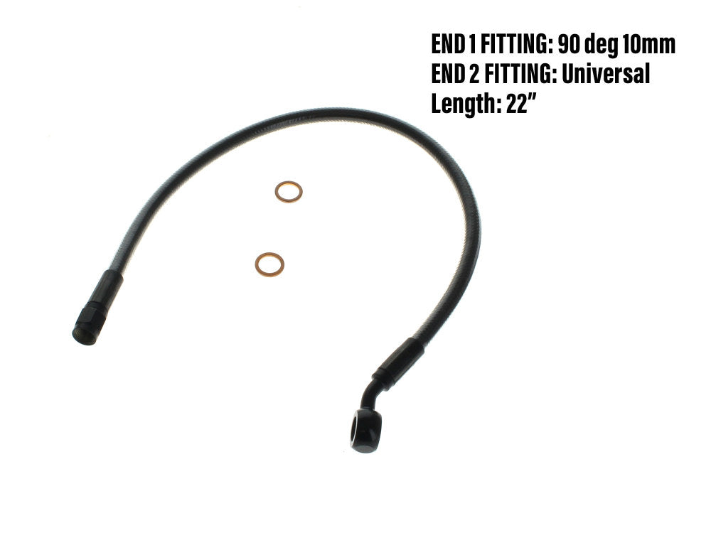 22in. Upper Front Brake Line with 10mm x 90 Degree Banjo - Black Pearl.