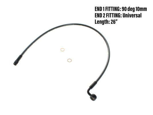 26in. Upper Front Brake Line with 10mm x 90 Degree Banjo - Black Pearl.