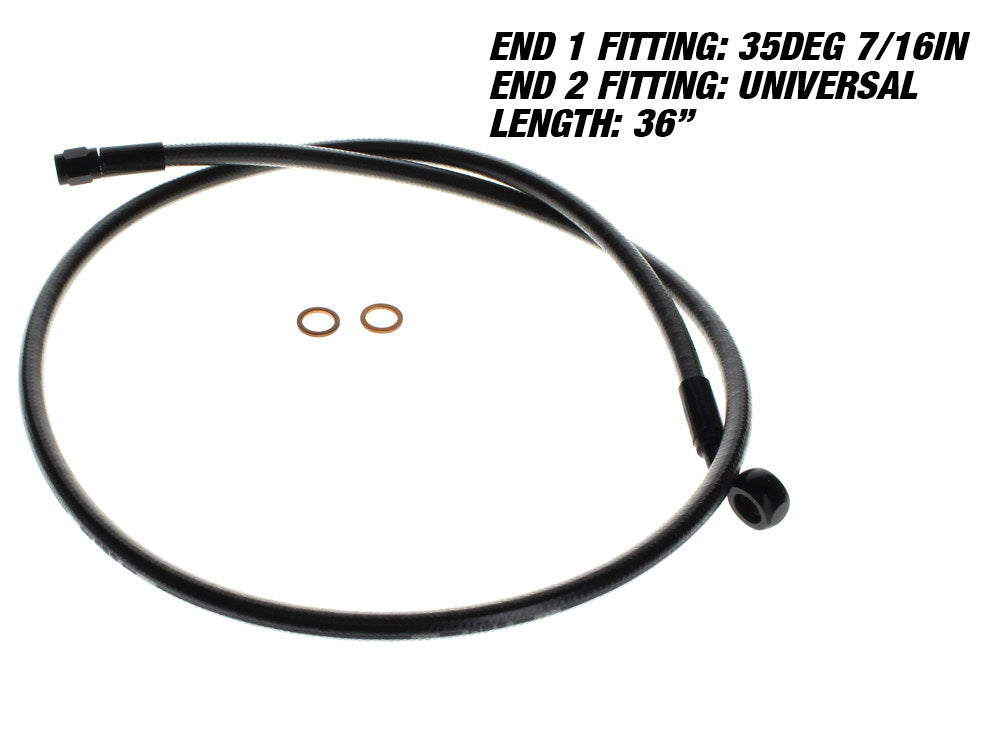36in. Upper Front Brake Line with 7/16in. x 35 Degree Banjo - Black Pearl.