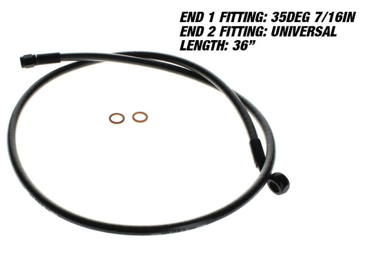36in. Upper Front Brake Line with 7/16in. x 35 Degree Banjo - Black Pearl.