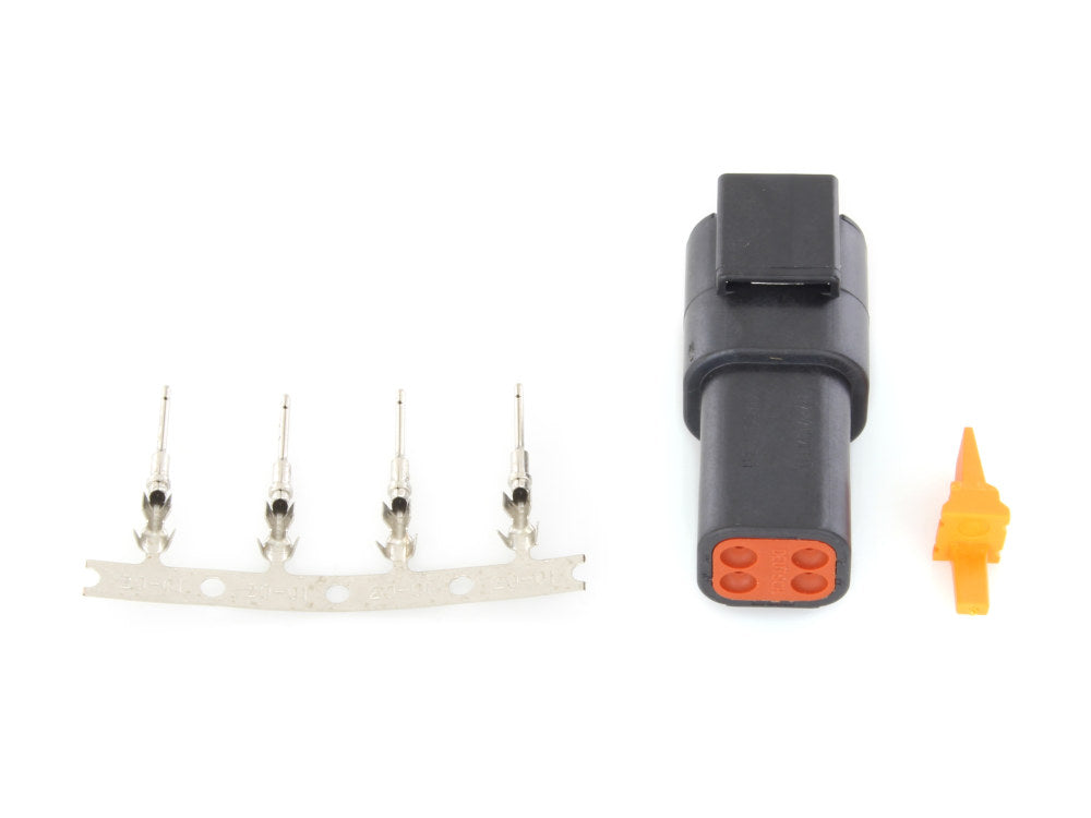 DTM 4-Position Deutsch Recepticle with (4) Stamped Terminals & Wedgelock - Black.