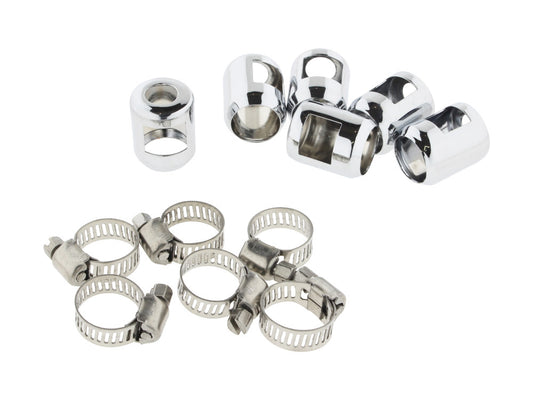 1/4in. & 5/16in. Hose Clamp Ends - Chrome. Pack of 6