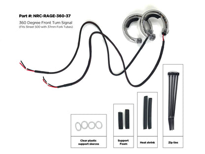 360 degrees Front Turn Signal with Clear Lens. Fits Street 500 2015-2020 with 37mm Fork Tubes.