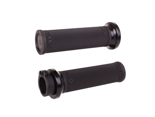 Ruffian Lock-On Handgrips - Black/Black. Fits H-D with Throttle Cable.