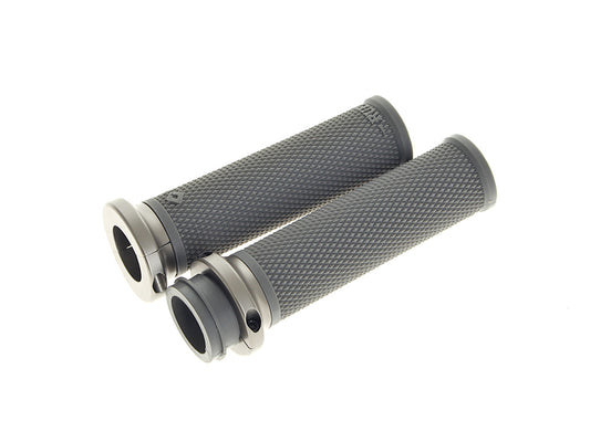 Ruffian Lock-On Handgrips - Graphite/Gun Metal. Fits H-D with Throttle Cable.