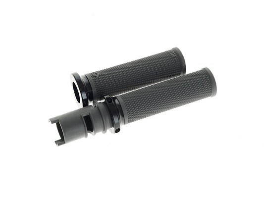 Ruffian Lock-On Handgrips - Graphite/Black. Fits CVO Touring 2023up, Street Glide & Road Glide 2024up, Touring 2025up & Softail 2025up