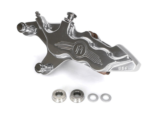 Left Hand Front 6 Piston Caliper - Polished. Fits Softail 2000-2014, Dyna 2000-2017, Touring 2000-2007 & Sportster 2000-2007.