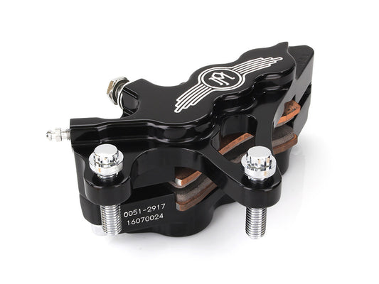 Left Hand Front 6 Piston Caliper - Black Contrast Cut. Fits Softail 2000-2017, Dyna 2000-2005, Touring 2000-2007 & Sportster 2000-2007 Models with 13in. Disc Rotor.