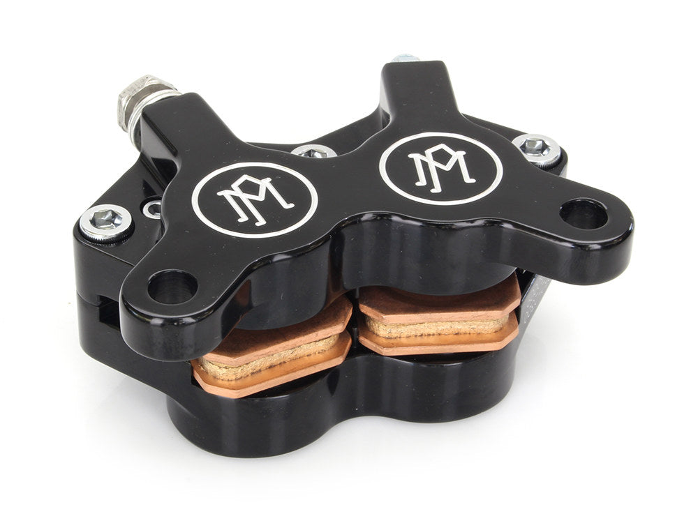 Universal 4 Piston Caliper - Black Contrast Cut. Fits H-D with 11.5in. Disc Rotor.
