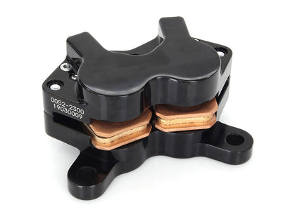 Universal 4 Piston Caliper - Black Contrast Cut. Fits H-D with 11.5in. Disc Rotor.