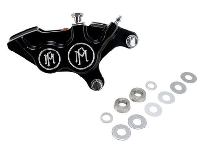 Right Hand Front 4 Piston Caliper - Black Contrast Cut. Fits most Big Twin 2000up & Sportster 2000-2007 Models with 11.5in. Disc Rotor.