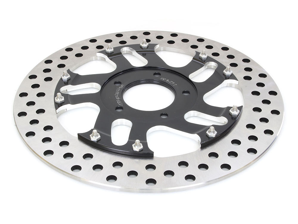 11.5in. Left Hand Front Rival Disc Rotor - Black Contrast Cut Platinum. Fits H-D 1984up with 11-1/2in. Disc Rotor(s).