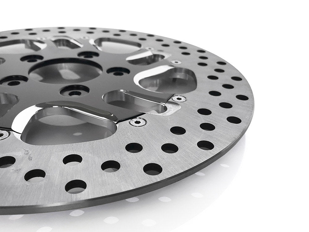 11.5in. Right Hand Front Rival Disc Rotor - Black Contrast Cut Platinum. Fits H-D 1984up with 11-1/2in. Disc Rotor(s).