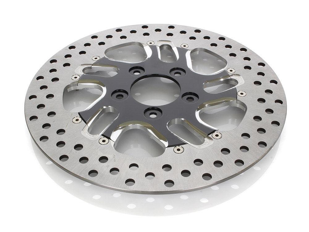 11.5in. Right Hand Front Rival Disc Rotor - Black Contrast Cut Platinum. Fits H-D 1984up with 11-1/2in. Disc Rotor(s).