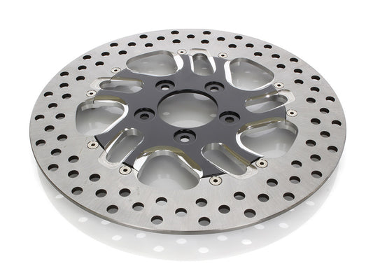 11.5in. Right Hand Front Rival Disc Rotor - Black Contrast Cut Platinum. Fits H-D 1984up with 11-1/2in. Disc Rotor(s).