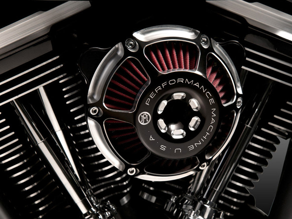 Max HP Air Cleaner Kit - Black Contrast Cut. Fits Big Twin 1993-2017 with CV Carb or Cable Operated Delphi EFI