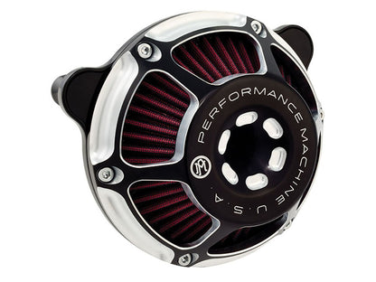 Max HP Air Cleaner Kit - Black Contrast Cut. Fits Big Twin 1993-2017 with CV Carb or Cable Operated Delphi EFI