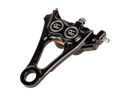 Right Hand Rear 4 Piston Caliper & Mounting Bracket - Black. Fits Softail 2018up