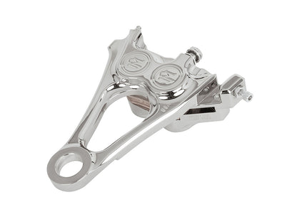 Right Hand Rear 4 Piston Caliper & Mounting Bracket - Chrome. Fits Softail 2018up