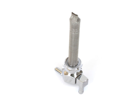High-Flow Fuel Tap / Petcock with 22mm Thread, 5/16in. Downward Facing Fuel Outlet - Chrome. Fits Softail 1984-2006, Dyna 1991-2006, FXR 1982-1994, Touring 1988-2006, Sportster 1975-2006 & 4Spd Big Twin 1975-1986