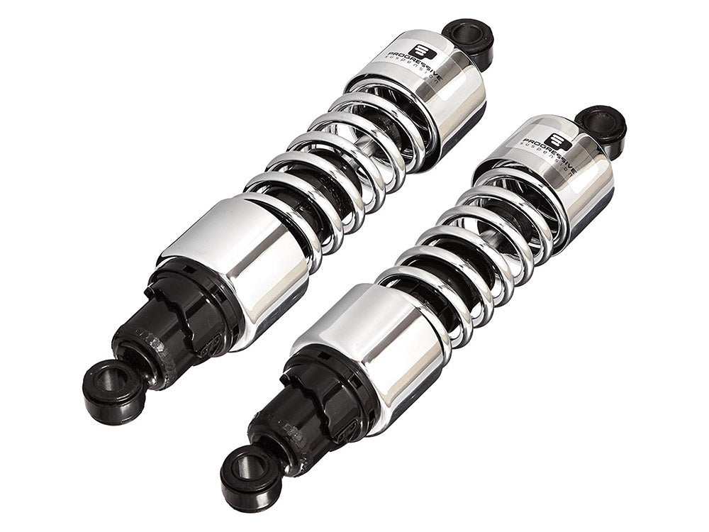 412 Series, 13in. Standard Spring Rate Rear Shock Absorbers - Chrome. Fits Touring 1980-2005, Sportster 1979-2003 & FXR 1982-1994.