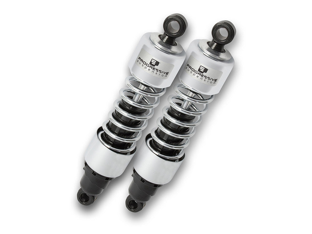 412 Series, 11.5in. Standard Spring Rate Rear Shock Absorbers - Chrome. Fits Touring 1980-2005, Sportster 1979-2003 & FXR 1982-1994.