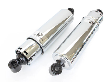 412 Series, 12in. Rear Shock Absorbers with Full Covers - Chrome. Fits 4Spd Big Twin 1973-1986