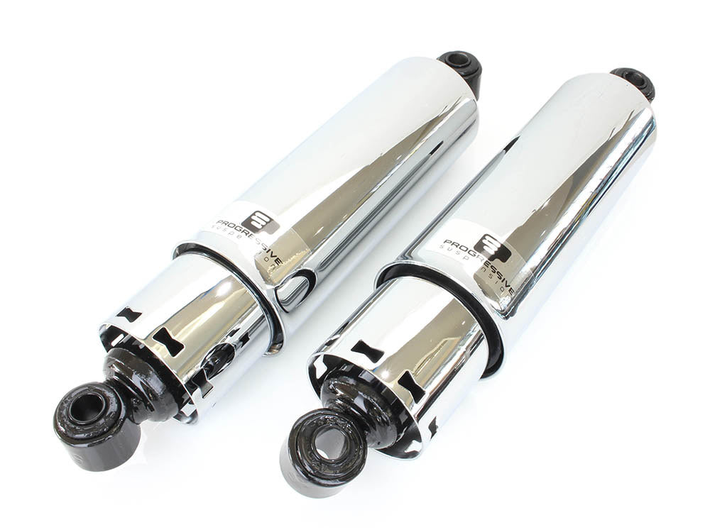 412 Series, 12in. Rear Shock Absorbers with Full Covers - Chrome. Fits 4Spd Big Twin 1973-1986