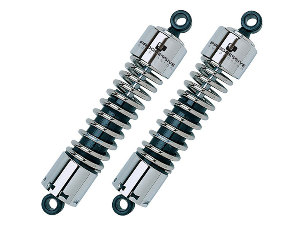 412 Series, 12in. Standard Spring Rate Rear Shock Absorbers - Chrome. Fits Touring 1980-2005, Sportster 1979-2003 & FXR 1982-1994.