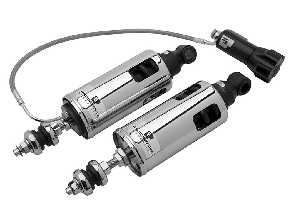 422 Series, Standard Spring Rate Rear Shock Absorbers with Remote Adjustable Preload - Chrome. Fits Softail 2000-2017.