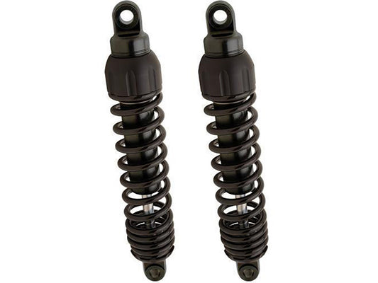 444 Series, 12.5in. Heavy Duty Spring Rate Rear Shock Absorbers - Black. Fits Dyna 1991-2017.