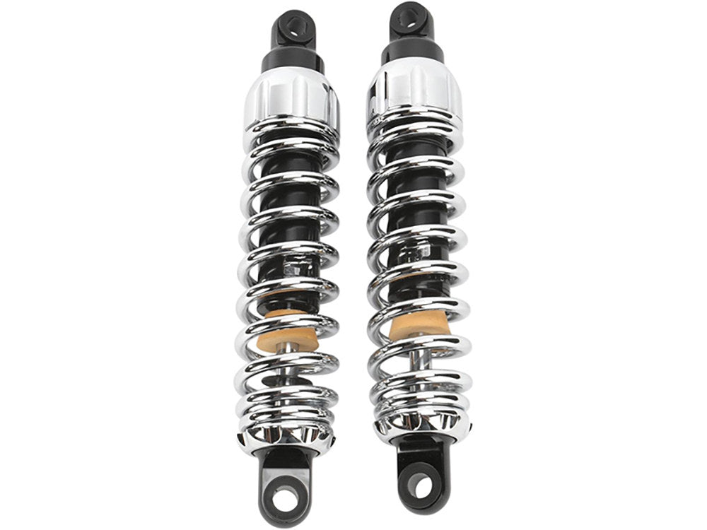 444 Series, 12.5in. Heavy Duty Spring Rate Rear Shock Absorbers - Chrome. Fits Dyna 1991-2017.