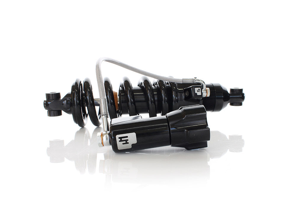 465 Series, 13.5in. Standard Spring Rate Rear Shock Absorber with Remote Adjustable Preload - Black. Fits Softail 2018up.