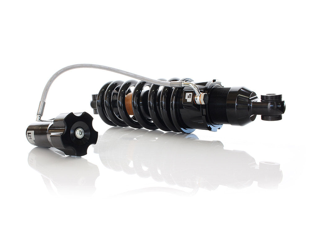 465 Series, 13.1in. Standard Spring Rate Rear Shock Absorber with Remote Adjustable Preload - Black. Fits Softail 2018up.