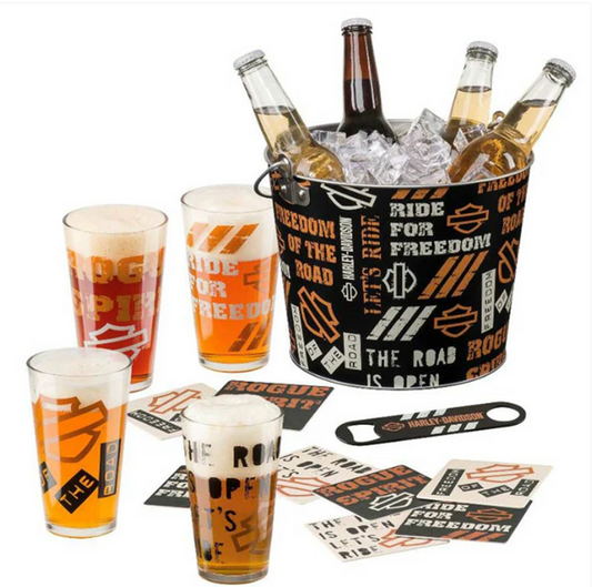Harley-Davidson Let's Ride Party Silhouette Bar & Shield Bucket Set